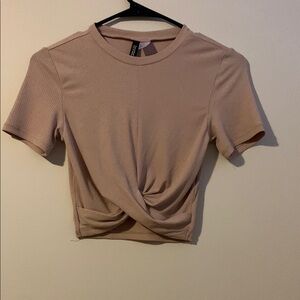 Women's Tan Twist Front Top